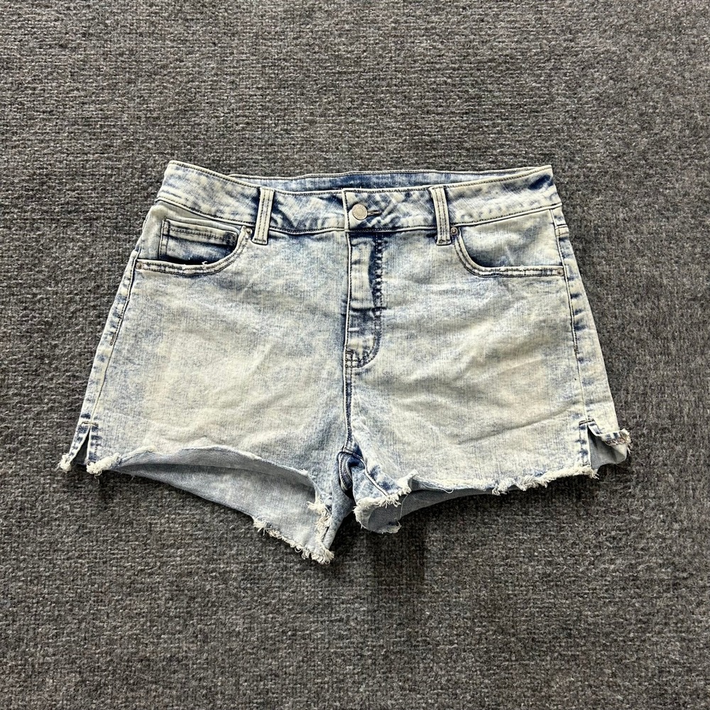 Time and Tru Shorts Womens Size 12 Light Wash High Rise Acid Wash Frayed Hem Raw